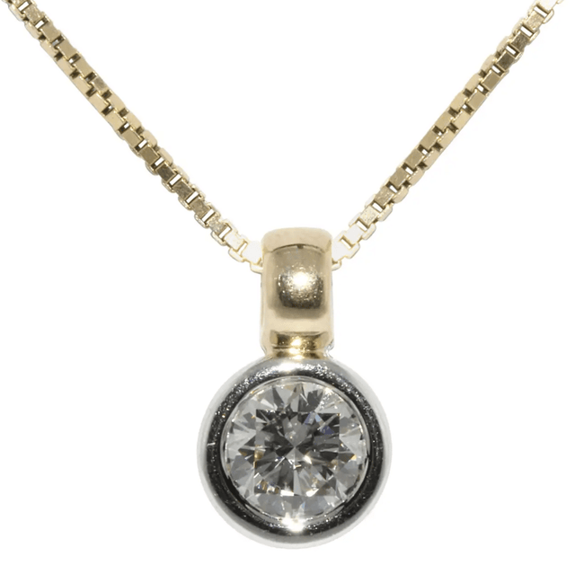 Diamond pendant 1 carat 14K gold with gold chain