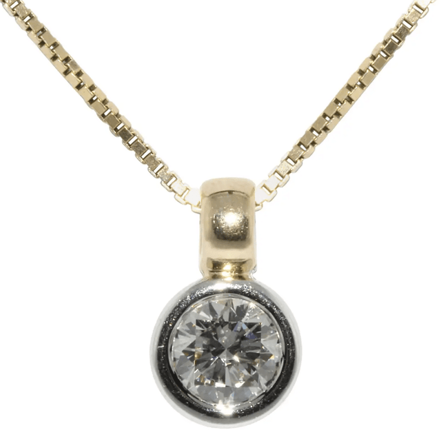 Brillantanhänger 1 Karat 14K Gold mit Goldkette