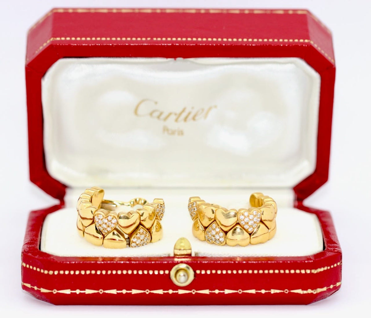 Cartier Double Heart Coeur Heart Diamond Earrings