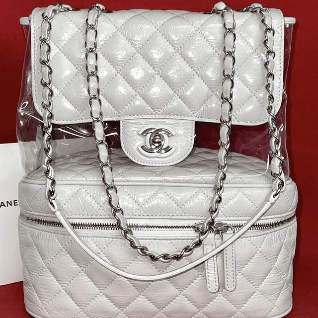 Chanel A57825 Transparent Flap Bag Lambskin Leder weiß Umhängetasche