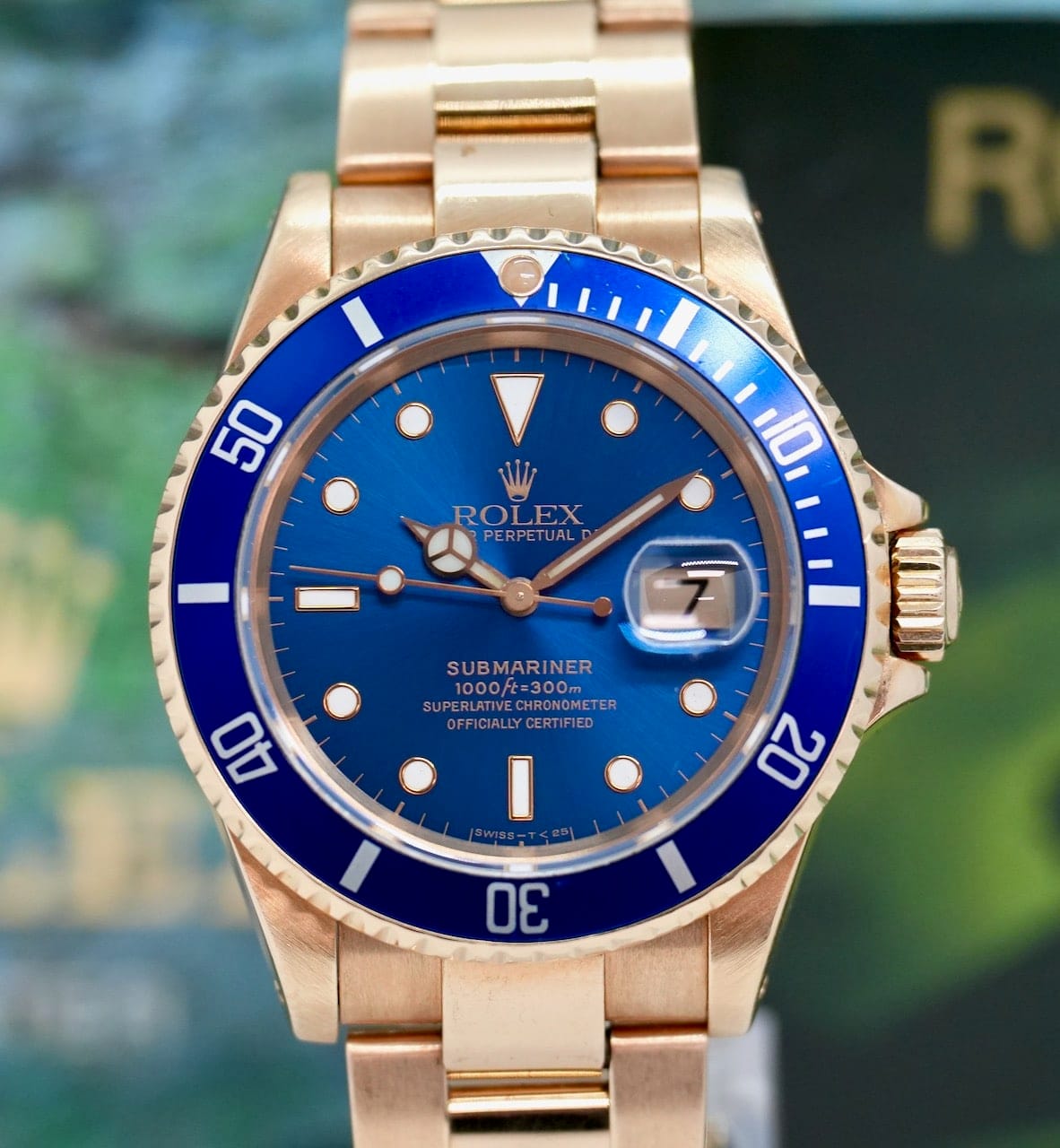 Rolex Submariner Date Gold 16618 Blue Vintage