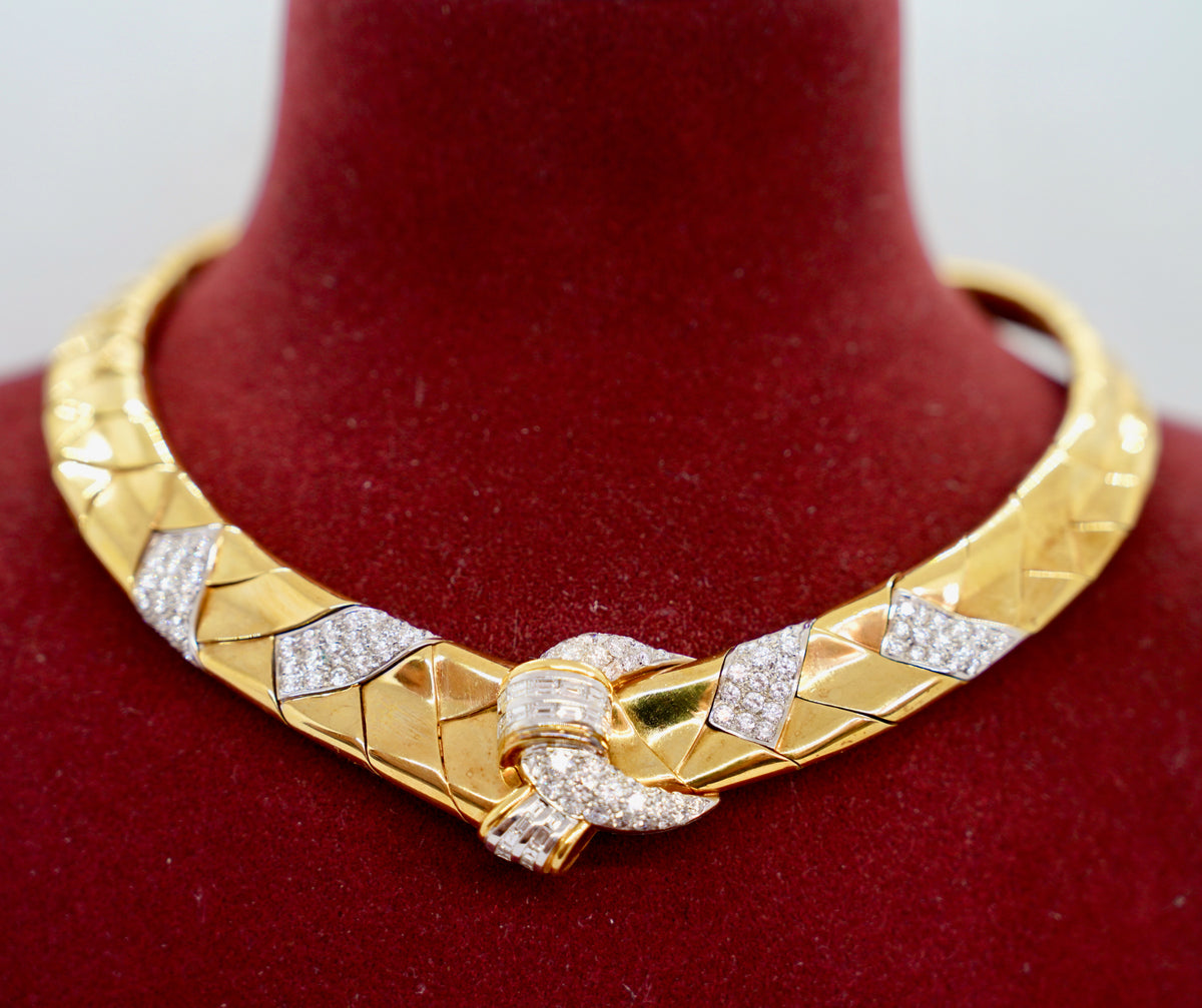 Wempe Collier aus 18K Gelb- & Weißgold mit 7,35 ct Diamanten, 1994