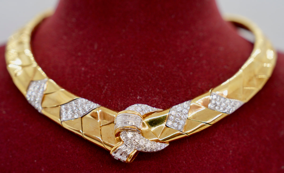 Wempe Collier aus 18K Gelb- & Weißgold mit 7,35 ct Diamanten, 1994