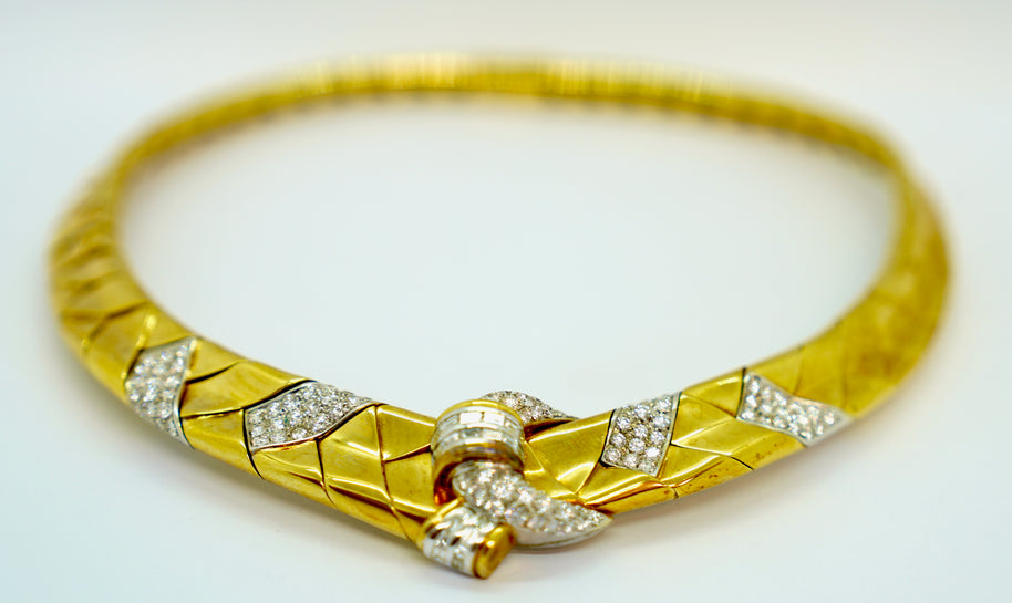 Wempe Collier aus 18K Gelb- & Weißgold mit 7,35 ct Diamanten, 1994