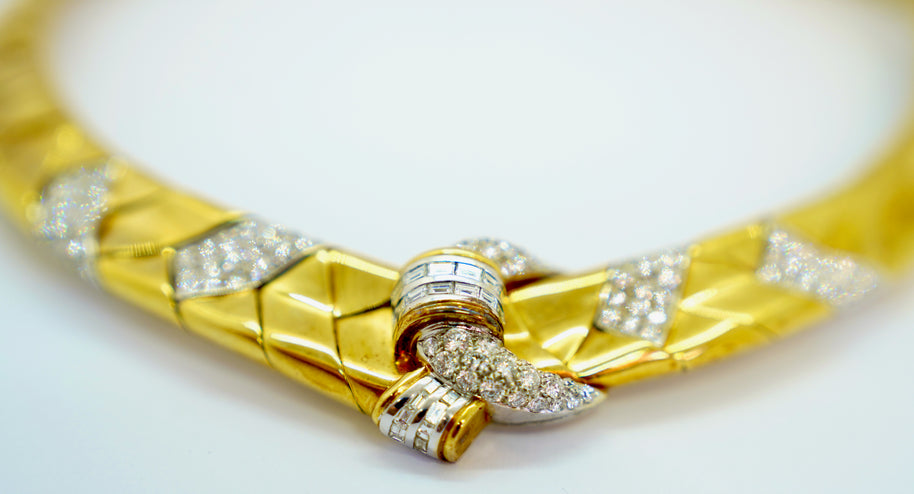 Wempe Collier aus 18K Gelb- & Weißgold mit 7,35 ct Diamanten, 1994