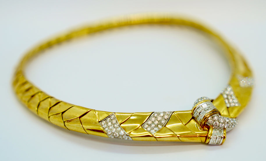 Wempe Collier aus 18K Gelb- & Weißgold mit 7,35 ct Diamanten, 1994