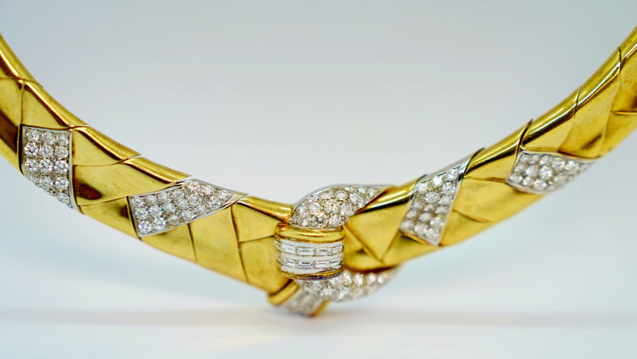 Wempe Collier aus 18K Gelb- & Weißgold mit 7,35 ct Diamanten, 1994