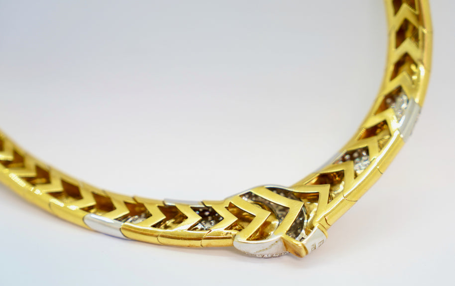 Wempe Collier aus 18K Gelb- & Weißgold mit 7,35 ct Diamanten, 1994