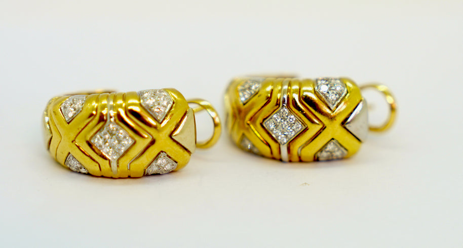 Wempe Ohrringe aus 18K Gelb- & Weißgold mit 0,7 ct Diamanten, 1992