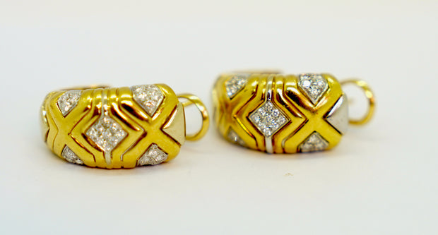 Wempe Ohrringe aus 18K Gelb- & Weißgold mit 0,7 ct Diamanten, 1992