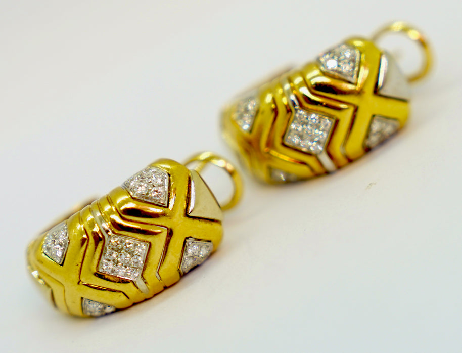 Wempe Ohrringe aus 18K Gelb- & Weißgold mit 0,7 ct Diamanten, 1992