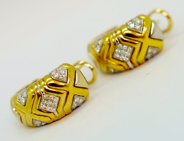Wempe Ohrringe aus 18K Gelb- & Weißgold mit 0,7 ct Diamanten, 1992