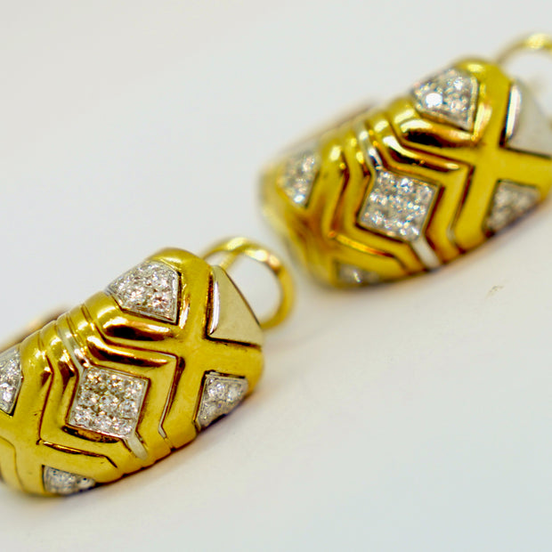 Wempe Ohrringe aus 18K Gelb- & Weißgold mit 0,7 ct Diamanten, 1992