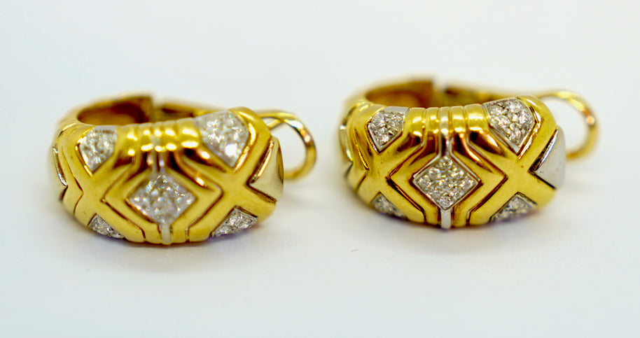 Wempe Ohrringe aus 18K Gelb- & Weißgold mit 0,7 ct Diamanten, 1992