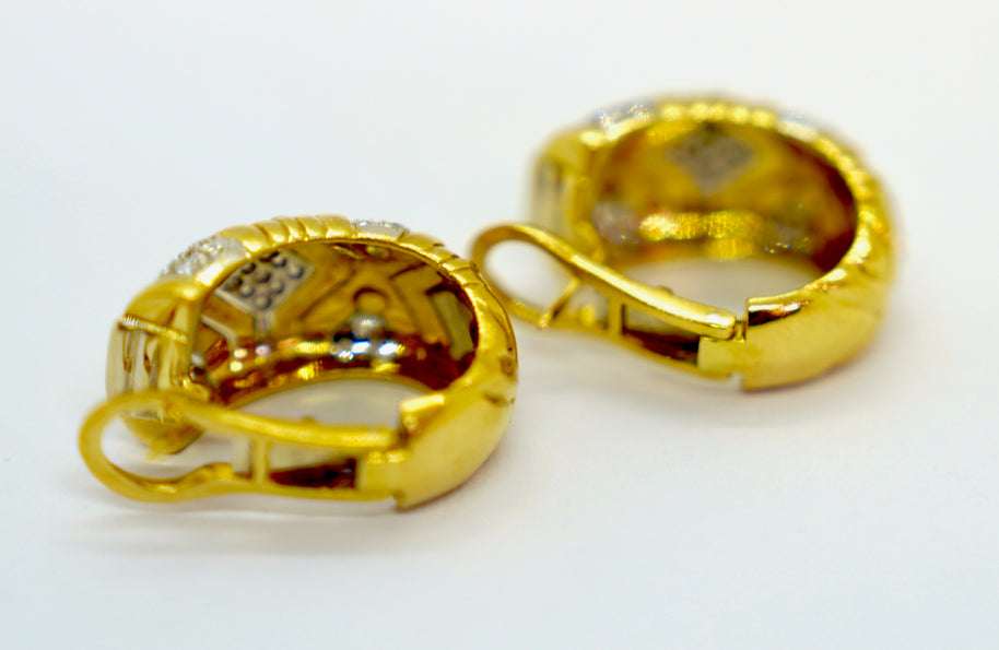 Wempe Ohrringe aus 18K Gelb- & Weißgold mit 0,7 ct Diamanten, 1992
