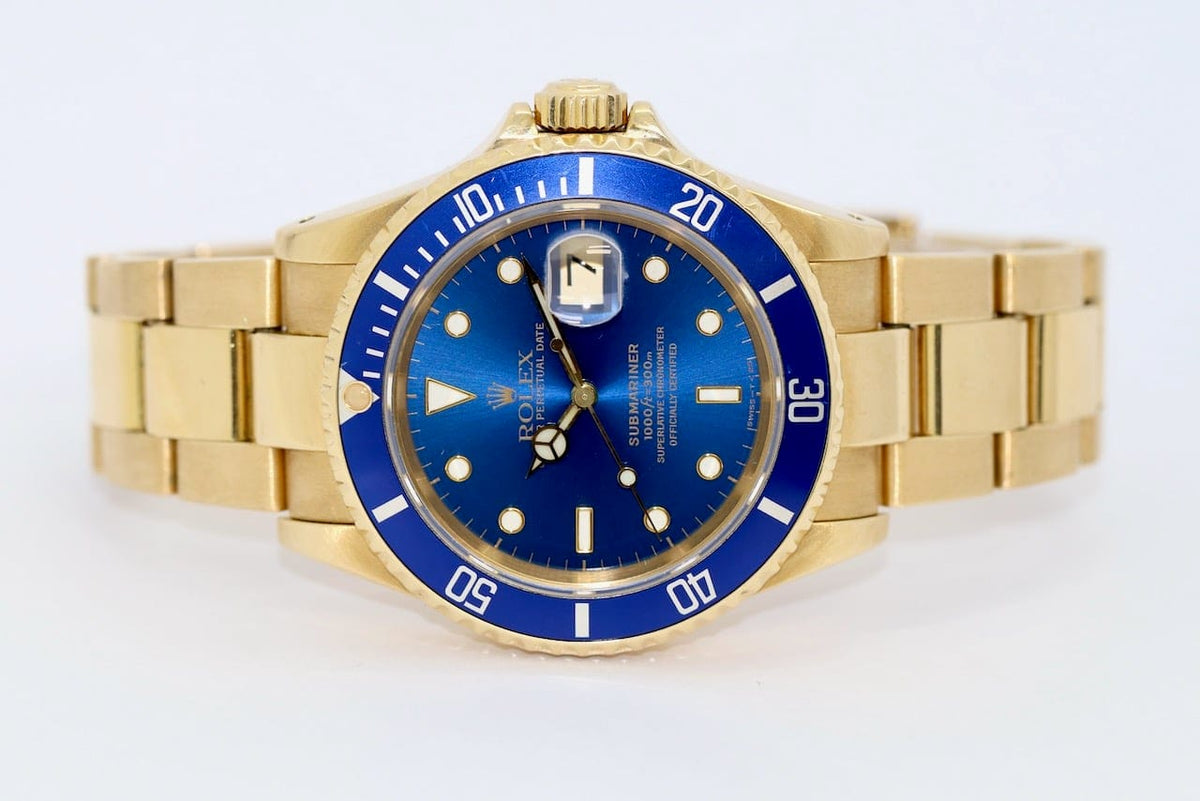 Rolex Submariner Date Gold 16618 Blue Vintage