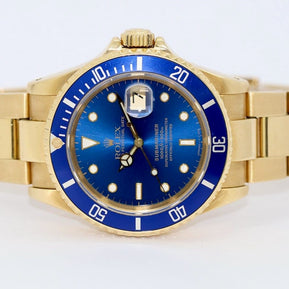 Rolex Submariner Date Gold 16618 Blau Vintage