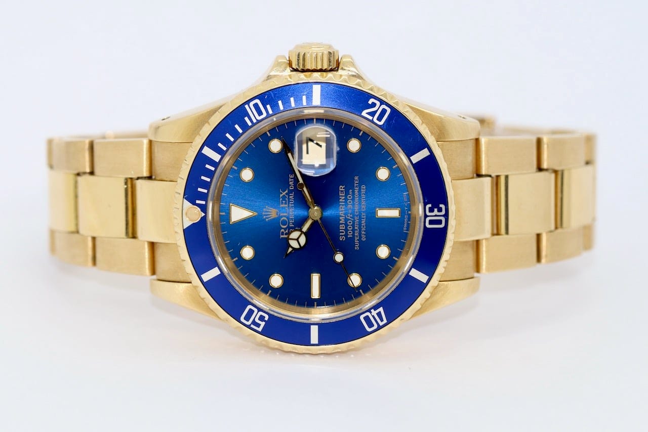 Rolex Submariner Date Gold 16618 Blau Vintage
