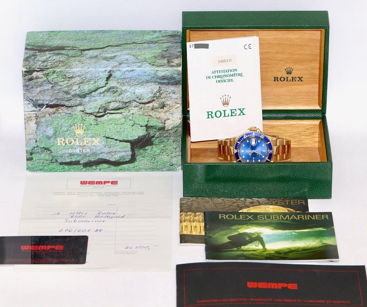 Rolex Submariner Date Gold 16618 Blau Vintage