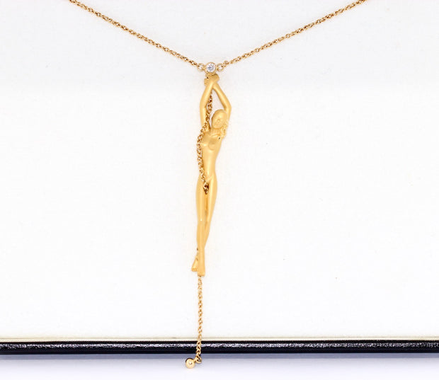 Carrera y Carrera Collier „Nude Woman“ Halskette aus 18K Gelbgold mit Diamant