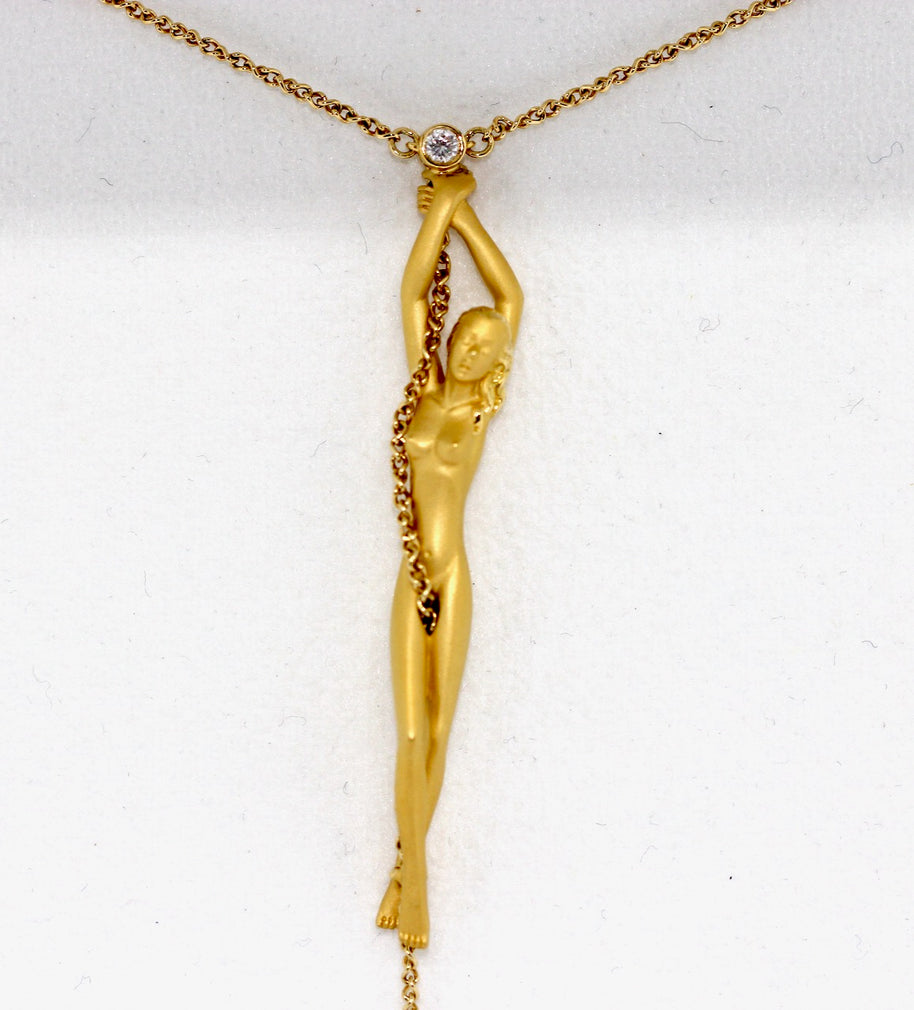 Carrera y Carrera Collier „Nude Woman“ Halskette aus 18K Gelbgold mit Diamant