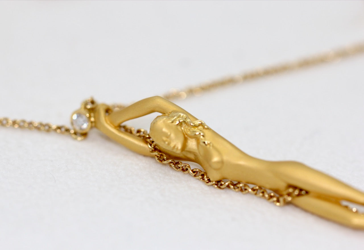 Carrera y Carrera Collier „Nude Woman“ Halskette aus 18K Gelbgold mit Diamant