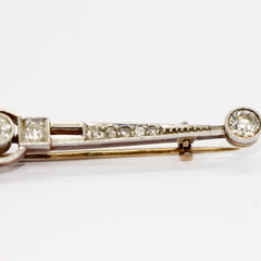 Antike Art Déco Brosche aus Gold & Platin mit Diamanten und Perle