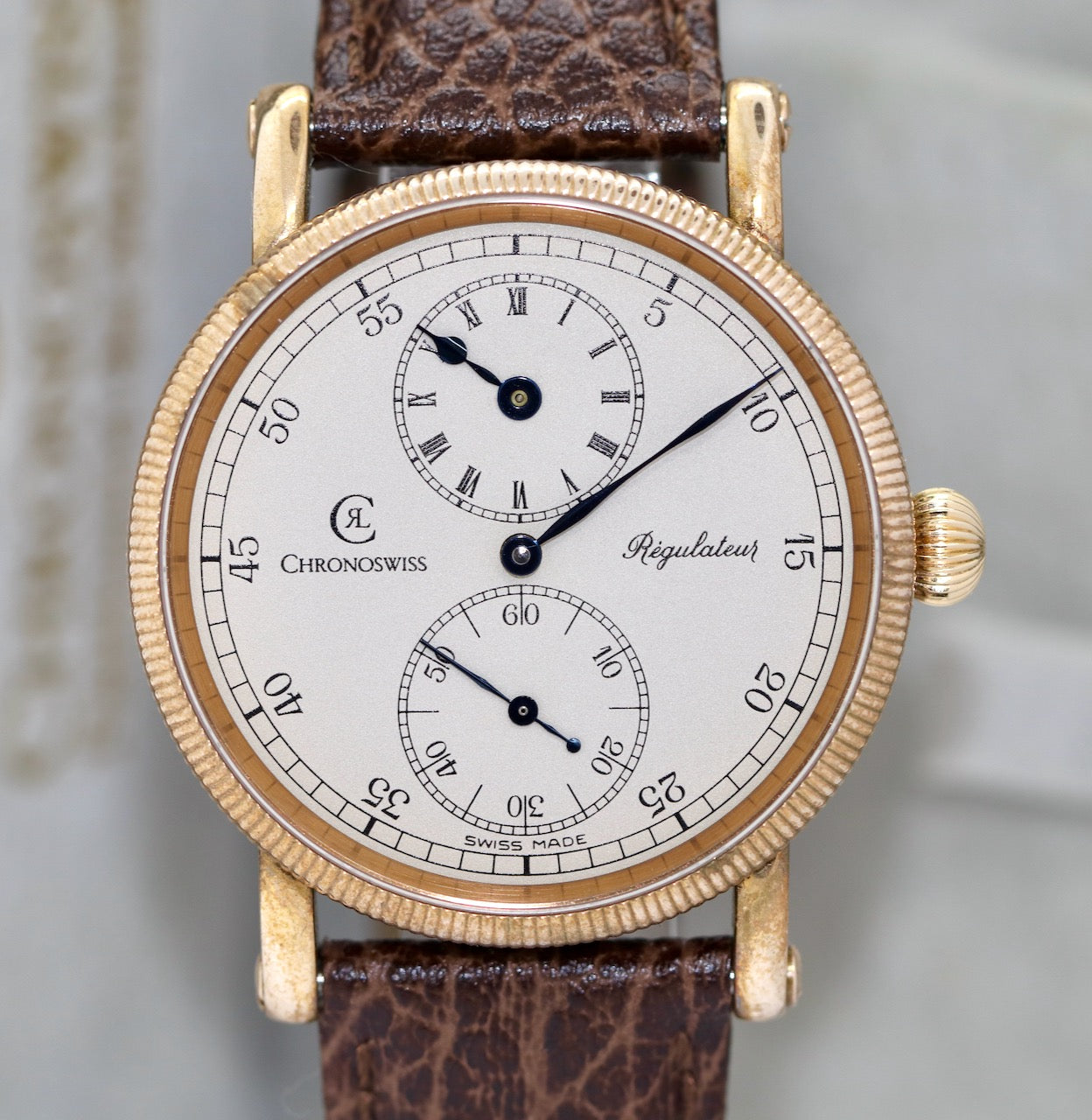 Chronoswiss Régulateur CH 6327 Bronze Armbanduhr Handaufzug