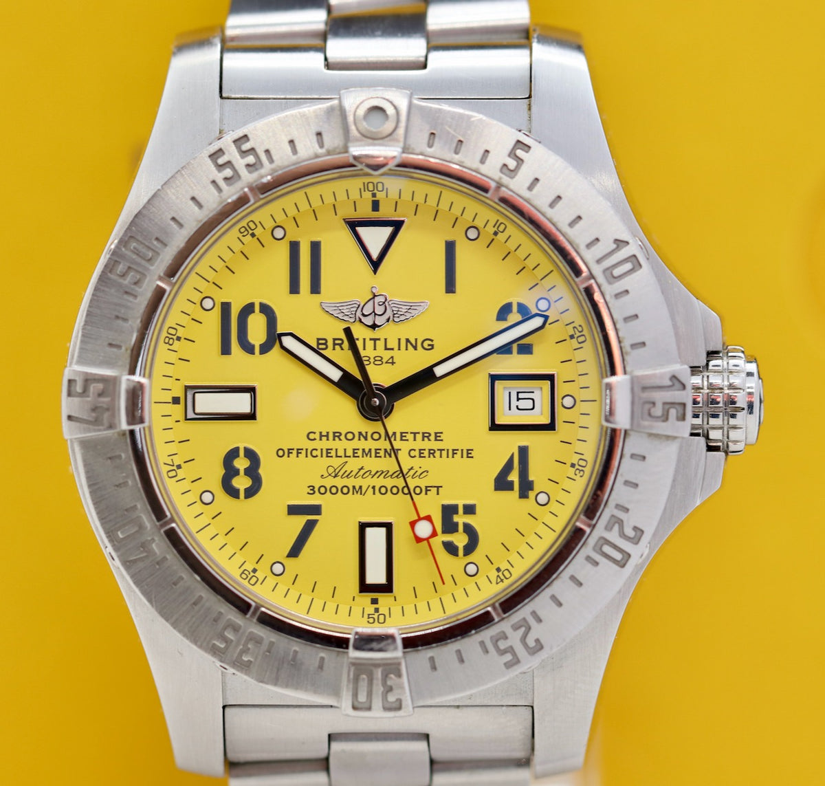 Breitling Avenger Seawolf 3000m A17330 Automatic Gelbes Zifferblatt