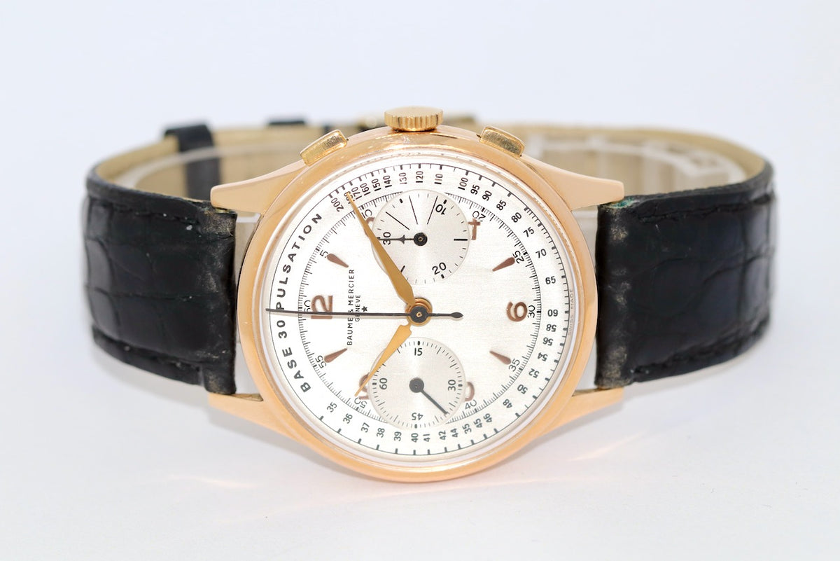 Baume & Mercier 18 Karat Gold Vintage Chronograph WEMPE Service