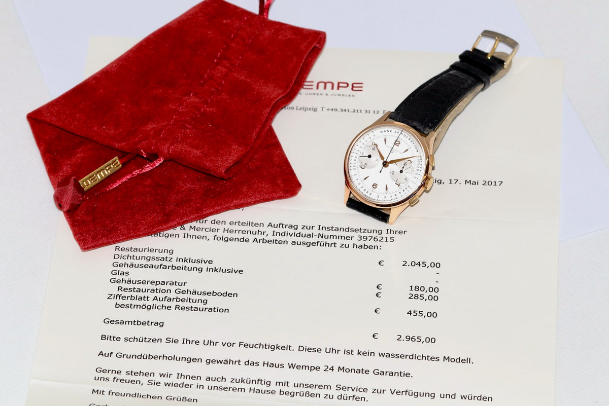Baume & Mercier 18 Karat Gold Vintage Chronograph WEMPE Service