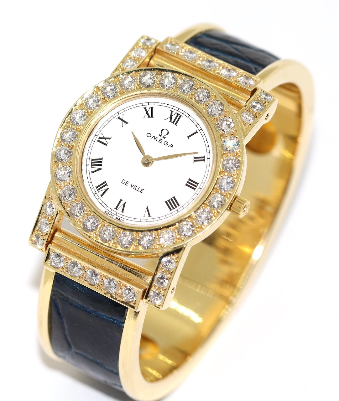 Omega De Ville Damenuhr in 18 Karat Gold und Diamanten