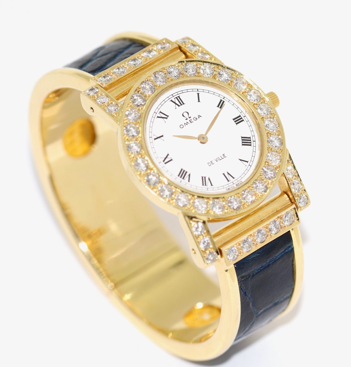 Omega De Ville Damenuhr in 18 Karat Gold und Diamanten