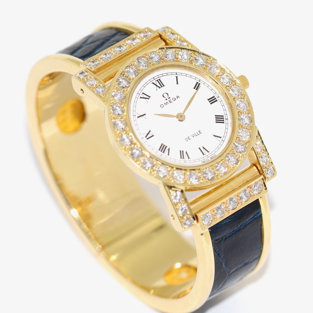 Omega De Ville Damenuhr in 18 Karat Gold und Diamanten