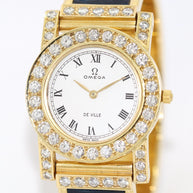Omega De Ville Damenuhr in 18 Karat Gold und Diamanten