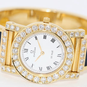 Omega De Ville Damenuhr in 18 Karat Gold und Diamanten