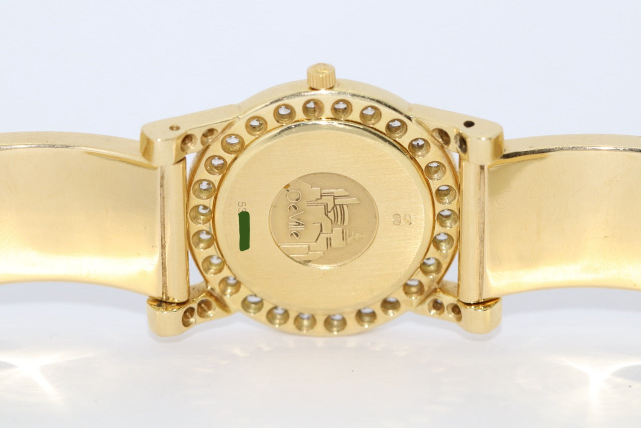 Omega De Ville Damenuhr in 18 Karat Gold und Diamanten