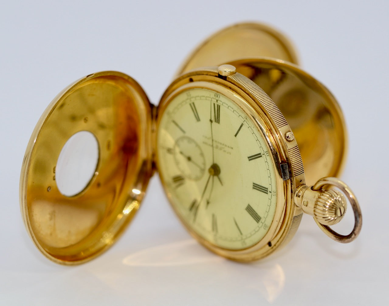 Arnold & Charles Frodsham Halb-Savonette Taschenuhr aus 18K Gold, Chronograph
