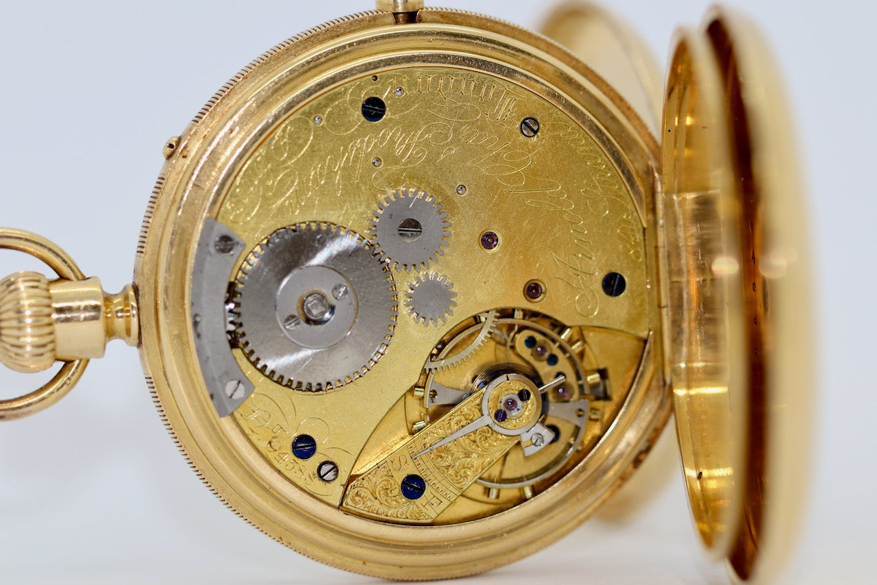 Arnold & Charles Frodsham Halb-Savonette Taschenuhr aus 18K Gold, Chronograph