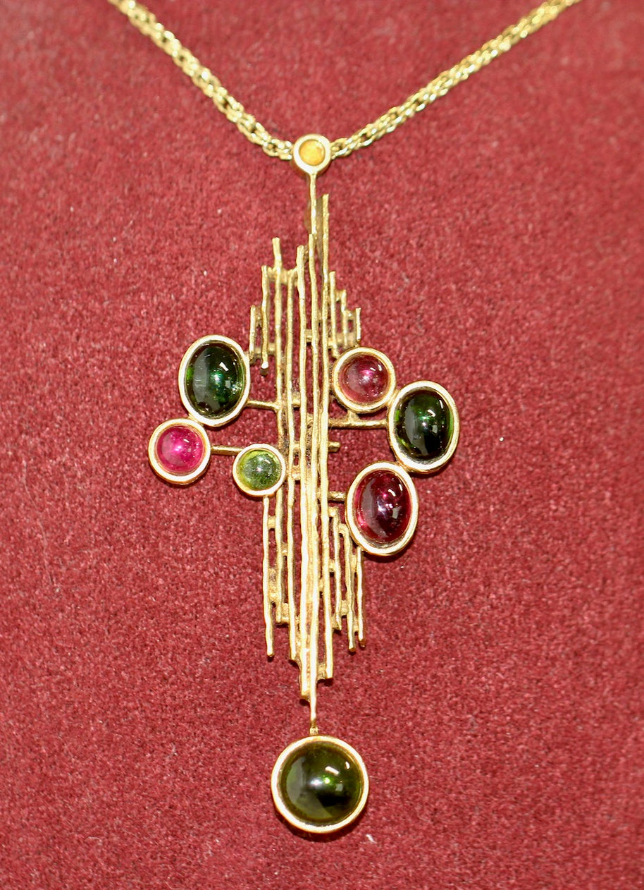 Christian Dior Anhänger mit Kette, Collier von Grosse aus 18K Gelbgold & Edelsteinen