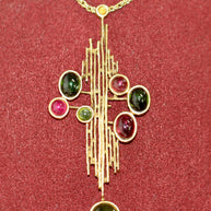 Christian Dior Anhänger mit Kette, Collier von Grosse aus 18K Gelbgold & Edelsteinen