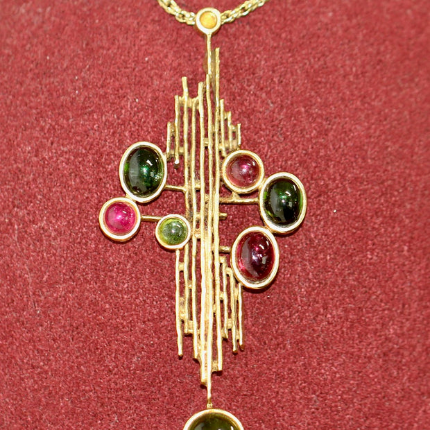 Christian Dior Anhänger mit Kette, Collier von Grosse aus 18K Gelbgold & Edelsteinen
