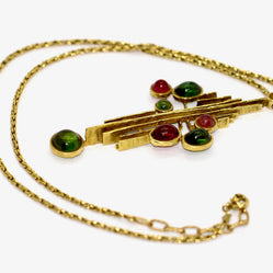Christian Dior Anhänger mit Kette, Collier von Grosse aus 18K Gelbgold & Edelsteinen