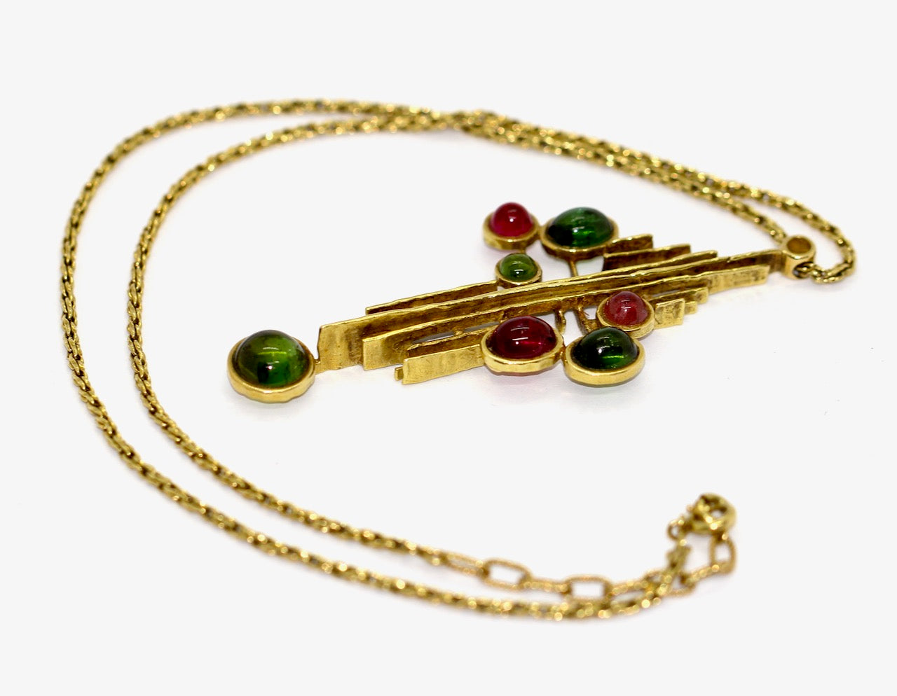 Christian Dior Anhänger mit Kette, Collier von Grosse aus 18K Gelbgold & Edelsteinen