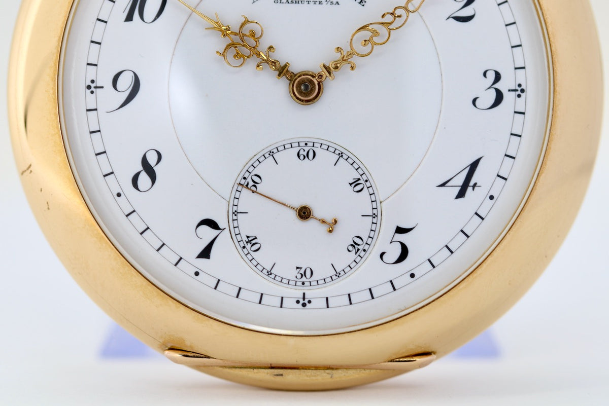 A. Lange & Söhne 1A Taschenuhr aus 18K Gold, „Lucia“-Gehäuse, 53 mm