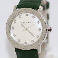 Bvlgari BBL 33 S Damen Armbanduhr, Edelstahl, Automatik, Perlmutt, Bulgari