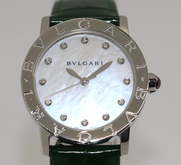Bvlgari BBL 33 S Damen Armbanduhr, Edelstahl, Automatik, Perlmutt, Bulgari