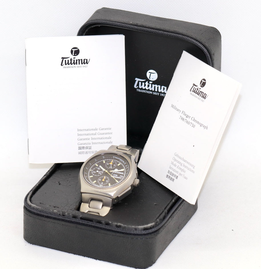 Tutima Military Flieger Chronograph Armbanduhr Titan 760-03