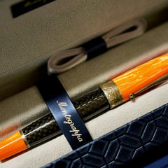 Montegrappa Miya Carbon Orange Fountain Pen ISMYT5FO 