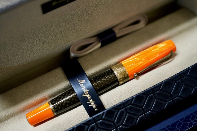 Montegrappa Miya Carbon Orange Fountain Pen ISMYT5FO 